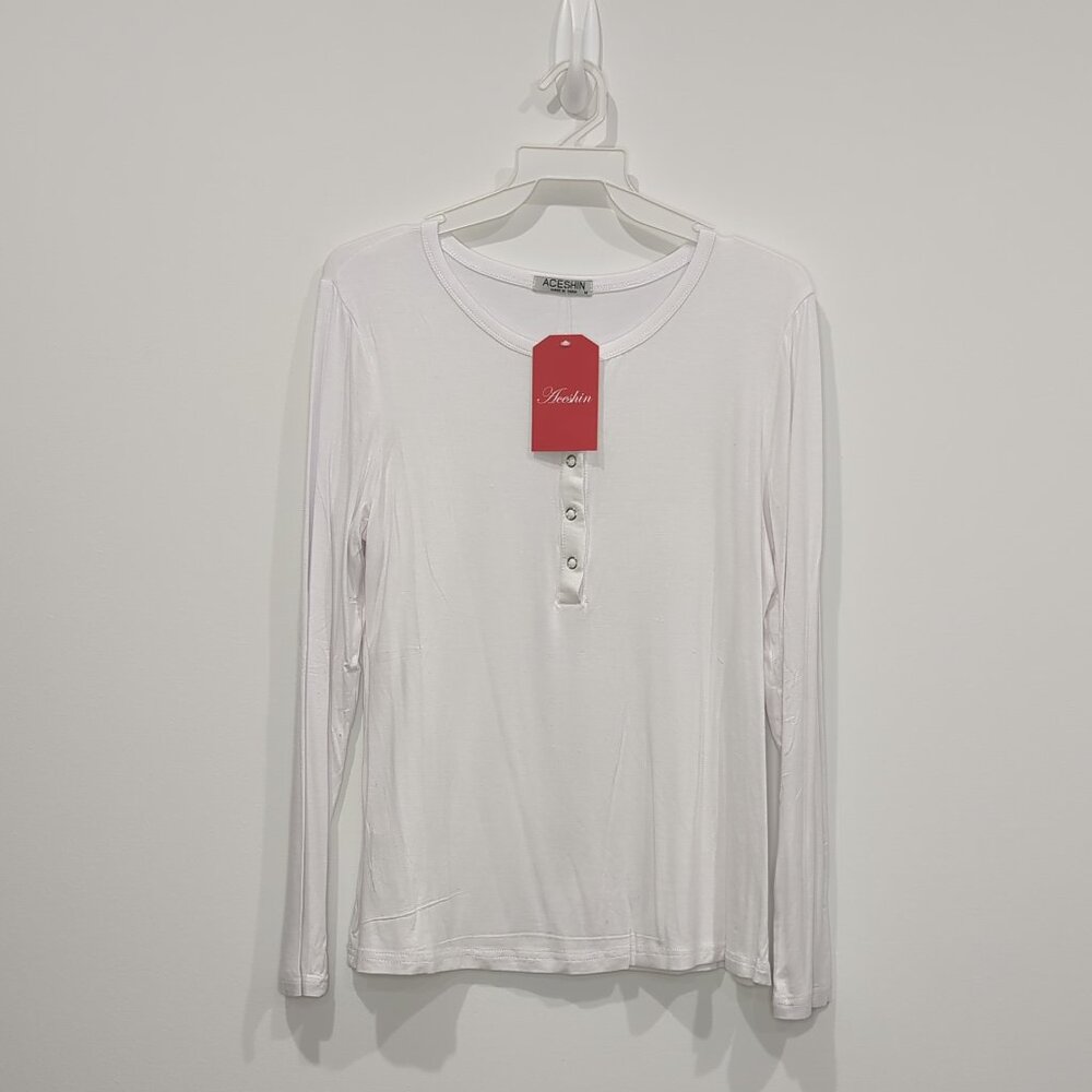 L01 White Long Sleeve Top